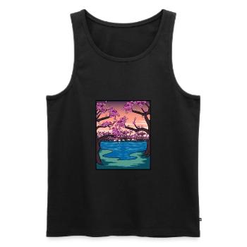 Japanese cherry blossom drawing Kanji Japan - Men's Premium Organic Tank Top - black - Front - Michal (187cm)
