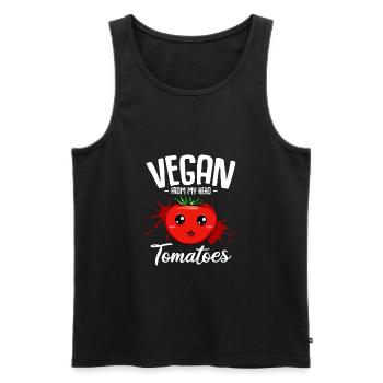 Vegan From My Head Tomatoes vegetarian vegan - Men's Premium Organic Tank Top - black - Front - Michal (187cm)