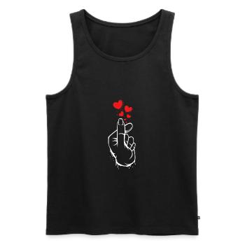 Kpop doigt coeur signes de musique coréenne Pop - Débardeur bio Premium Homme - noir - Devant - Michal (187cm)