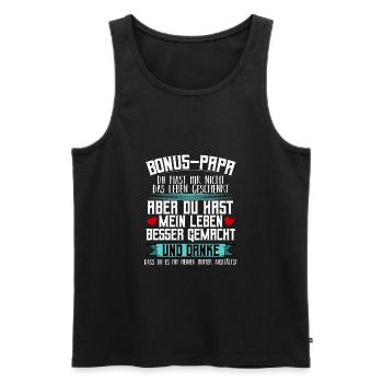 Bonus Papa Stiefvater Ziehvater Dankeschön Spruch - Männer Premium Bio Tank Top - Schwarz - Vorne - AI Model Male 178 light (178cm)