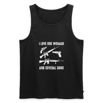 I Love One Woman And Several Guns rifle soldiers - Men's Premium Organic Tank Top - black - Front - Michal (187cm)