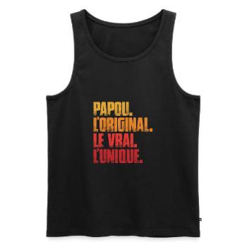 Papou L'original Le Vrai L'unique Cadeau - Débardeur bio Premium Homme - noir - Devant - Michal (187cm)