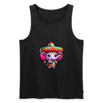 Cinco de Mayo Elephant with Sombrero Cartoon - Men's Premium Organic Tank Top - black - Front - Michal (187cm)