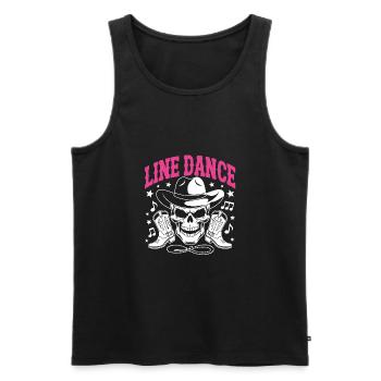 Line Dance Skull with Stetson and Boots and Lasso - Men's Premium Organic Tank Top - black - Front - AI Model Male 178 light (178cm)