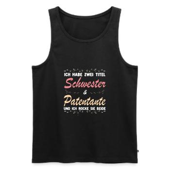 Patentante und Schwester Taufpatin - Männer Premium Bio Tank Top - Schwarz - Vorne - Michal (187cm)