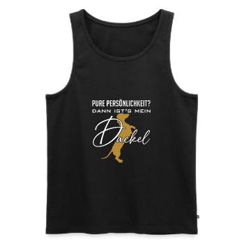Pure Persönlichkeit und Intelligenz - mein Dackel - Männer Premium Bio Tank Top - Schwarz - Vorne - AI Model Male 178 light (178cm)