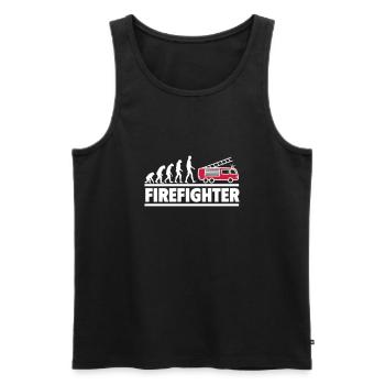 Feuerwehr-Evolution: Vom Mensch zum Feuerwehrmann - Männer Premium Bio Tank Top - Schwarz - Vorne - AI Model Male 178 light (178cm)