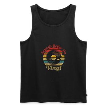 Vinyl Vintage Retro Musik Schallplatte Platte LP - Männer Premium Bio Tank Top - Schwarz - Vorne - Michal (187cm)