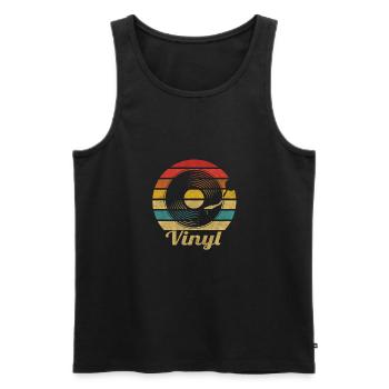 Vinyl Vintage Retro Musik Schallplatte Platte LP - Männer Premium Bio Tank Top - Schwarz - Vorne - Michal (187cm)