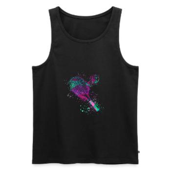 tennis,schläger,ball,graffiti,blau,malerei,bunt - Männer Premium Bio Tank Top - Schwarz - Vorne - Michal (187cm)