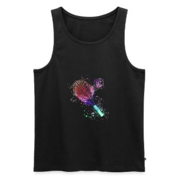 tennis,schläger,ball,graffiti,blau,malerei,bunt - Männer Premium Bio Tank Top - Schwarz - Vorne - Michal (187cm)