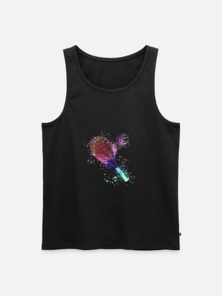 tennis,schläger,ball,graffiti,blau,malerei,bunt - Männer Premium Bio Tank Top - Schwarz