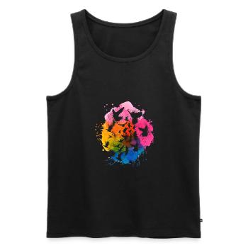 pigeons, sourds, oiseaux, troupeaux d’oiseaux, colorés, graffitis, - Débardeur bio Premium Homme - noir - Devant - Michal (187cm)