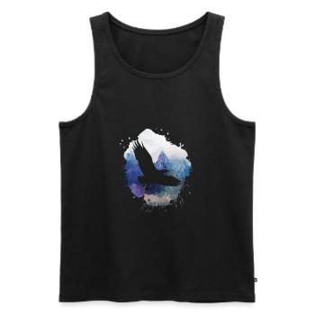 aigle, peinture, gris, mouches, oiseau, montagnes, paysage - Débardeur bio Premium Homme - noir - Devant - Michal (187cm)