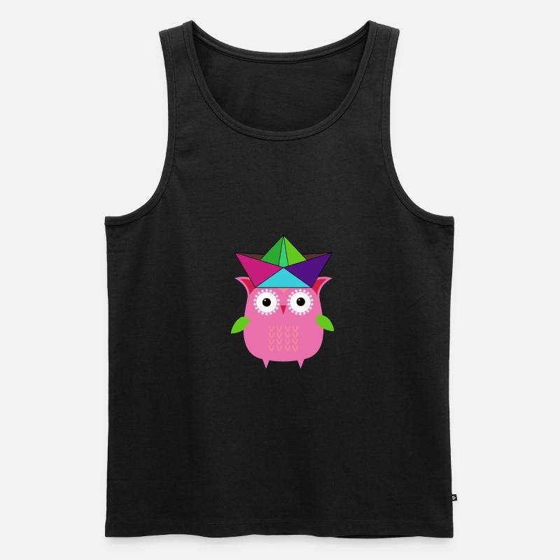 eule ,boot,papierhut,bunt,illustration,pink - Männer Premium Bio Tank Top - Schwarz