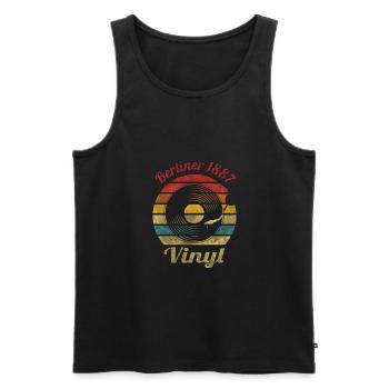 Berliner 1887 Vinyl Retro Vintage Music - Männer Premium Bio Tank Top - Schwarz - Vorne - AI Model Male 178 light (178cm)