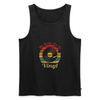 My roots are in Vinyl Retro Vintage Music - Men's Premium Organic Tank Top - black - Front - Michal (187cm)