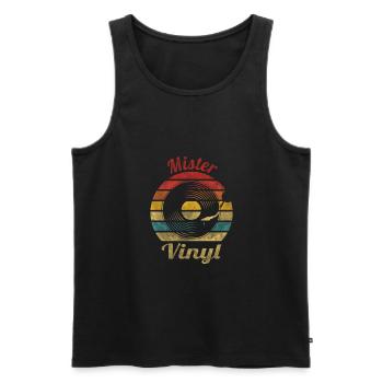 Mister Vinyl Retro Vintage Music - Männer Premium Bio Tank Top - Schwarz - Vorne - Michal (187cm)