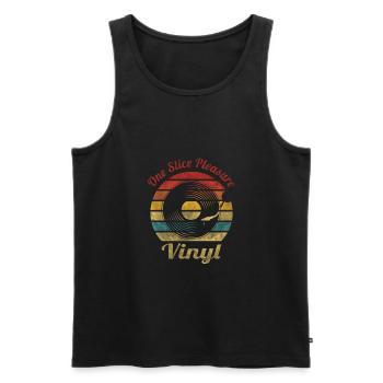 One Slice Pleasure Vinyl Musique Vintage Rétro - Débardeur bio Premium Homme - noir - Devant - Michal (187cm)
