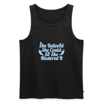Master's degree University - Men's Premium Organic Tank Top - black - Front - AI Model Male 178 light (178cm)