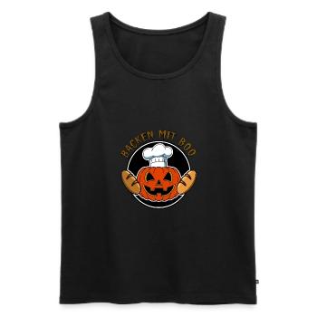 Halloweenkürbis mit Bäckermütze und Broten - Männer Premium Bio Tank Top - Schwarz - Vorne - AI Model Male 178 light (178cm)