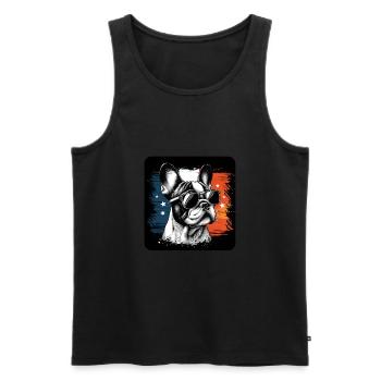 Bouledogue français Frenchie avec lunettes de soleil - Débardeur bio Premium Homme - noir - Devant - Michal (187cm)