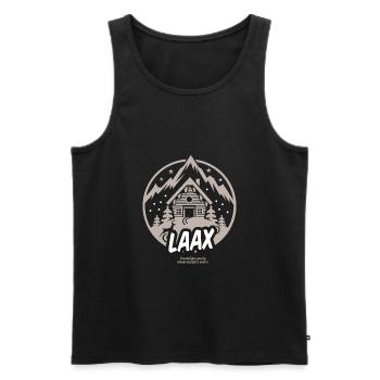 Apres Ski T Shirt Design Laax Schweiz Skigebiet - Männer Premium Bio Tank Top - Schwarz - Vorne - AI Model Male 178 light (178cm)