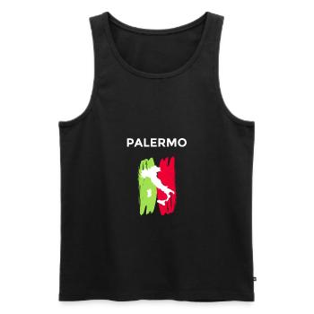 Geschenkidee für Bürger aus Palermo - Männer Premium Bio Tank Top - Schwarz - Vorne - Michal (187cm)
