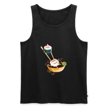 Sushi Anime I Japanese Food I Kawaii Sushi - Débardeur bio Premium Homme - noir - Devant - AI Model Male 178 light (178cm)