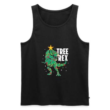 Tree Rex Funny T-Rex Lover Dinosaur Christmas Tree - Men's Premium Organic Tank Top - black - Front - AI Model Male 178 light (178cm)