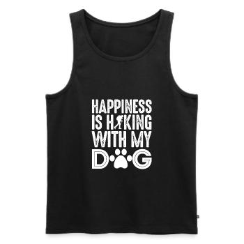 happiness is hiking with my dog Design - Men's Premium Organic Tank Top - black - Front - Michal (187cm)