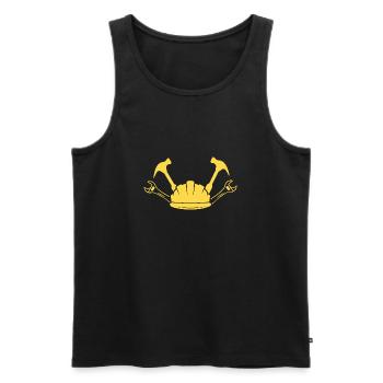 Construction Site Construction Worker Craft Helmet Silhouette - Men's Premium Organic Tank Top - black - Front - Michal (187cm)
