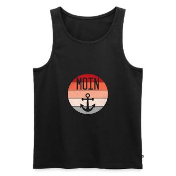 Moin Hamburg Anker Retro Vintage Shirt - Männer Premium Bio Tank Top - Schwarz - Vorne - AI Model Male 178 light (178cm)
