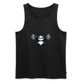 Starker Panda Gewichtheber Fitness Gym Workout - Männer Premium Bio Tank Top - Schwarz - Vorne - Michal (187cm)
