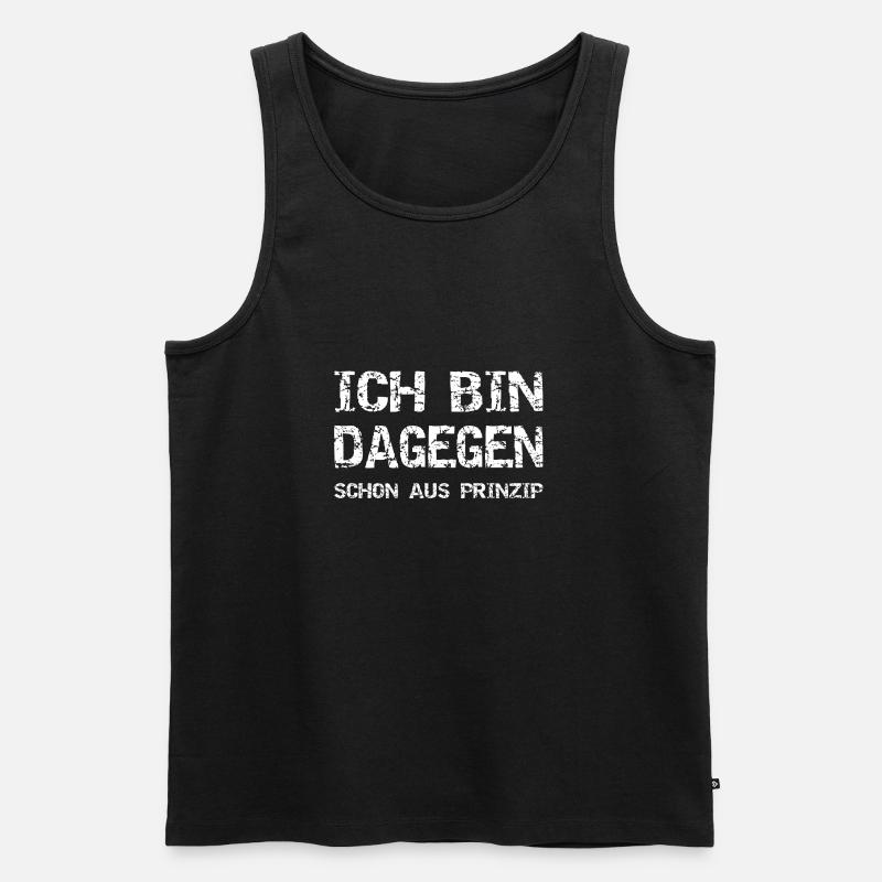Ich bin dagegen - Männer Premium Bio Tank Top - Schwarz