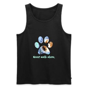 never walk alone,,paw,dog,beagle,pastel - Men's Premium Organic Tank Top - black - Front - Michal (187cm)