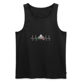 Free Palestine Battement de coeur Palestine - Débardeur bio Premium Homme - noir - Devant - Michal (187cm)