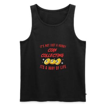 Coin collector - Men's Premium Organic Tank Top - black - Front - AI Model Male 178 light (178cm)