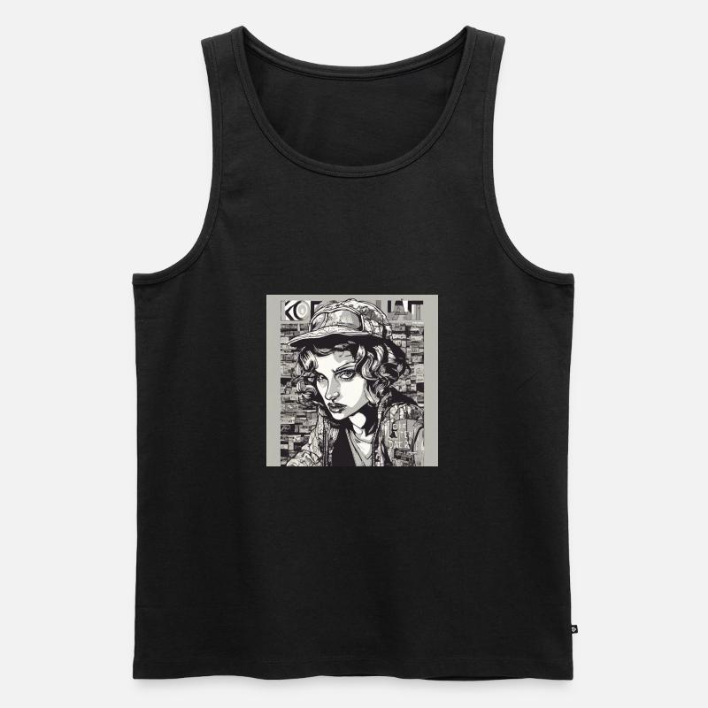 Frau, Pop Art, Comic - Männer Premium Bio Tank Top - Schwarz