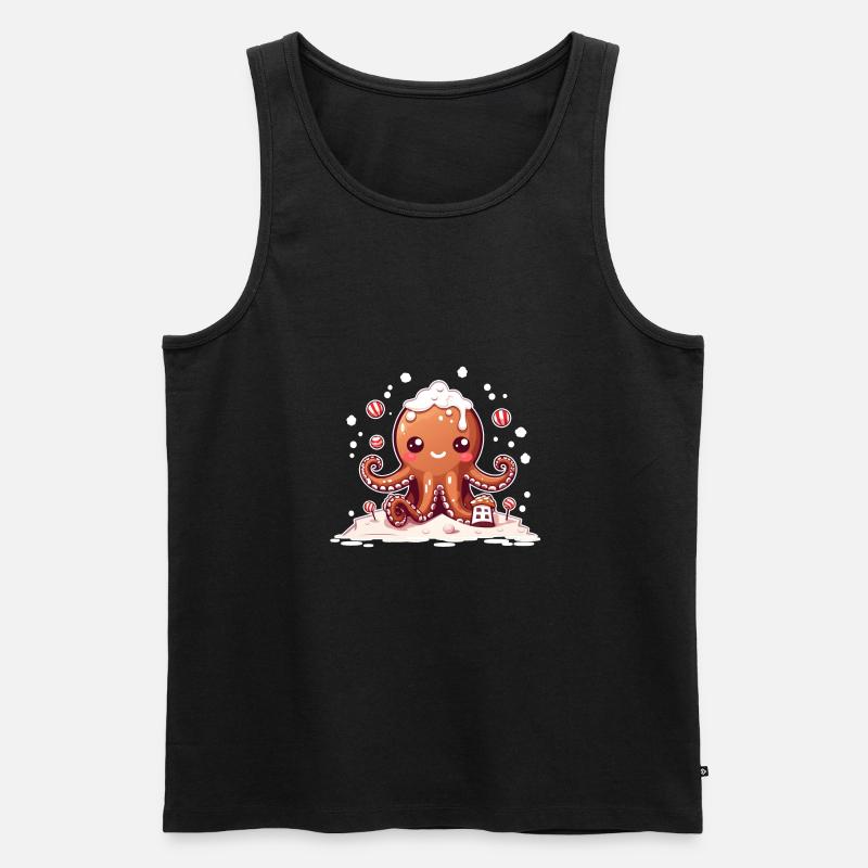Lebkuchen Oktopus - Männer Premium Bio Tank Top - Schwarz