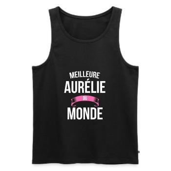 Meilleure Aurélie du monde femme - Débardeur bio Premium Homme - noir - Devant - Michal (187cm)