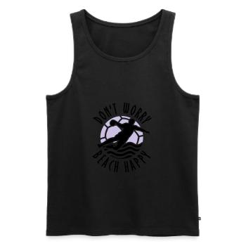 Don # t Worry Beach Happy beach handball - Débardeur bio Premium Homme - noir - Devant - AI Model Male 178 light (178cm)