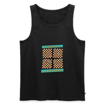 Die ORANGE Bewegung ... und CHECKMATE - Turm - Männer Premium Bio Tank Top - Schwarz - Vorne - AI Model Male 178 light (178cm)