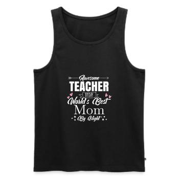 Awesome Teacher Shirt · Worlds Best Mom · Gift - Men's Premium Organic Tank Top - black - Front - AI Model Male 178 light (178cm)