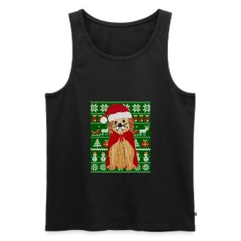Knitted dog as Santa Ugly Christmas - Men's Premium Organic Tank Top - black - Front - Michal (187cm)