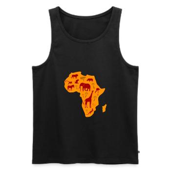 Safari africain Afrique Serengeti continent désert - Débardeur bio Premium Homme - noir - Devant - Michal (187cm)