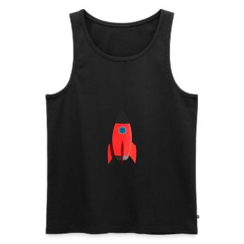 Fusée rouge - Débardeur bio Premium Homme - noir - Devant - Michal (187cm)