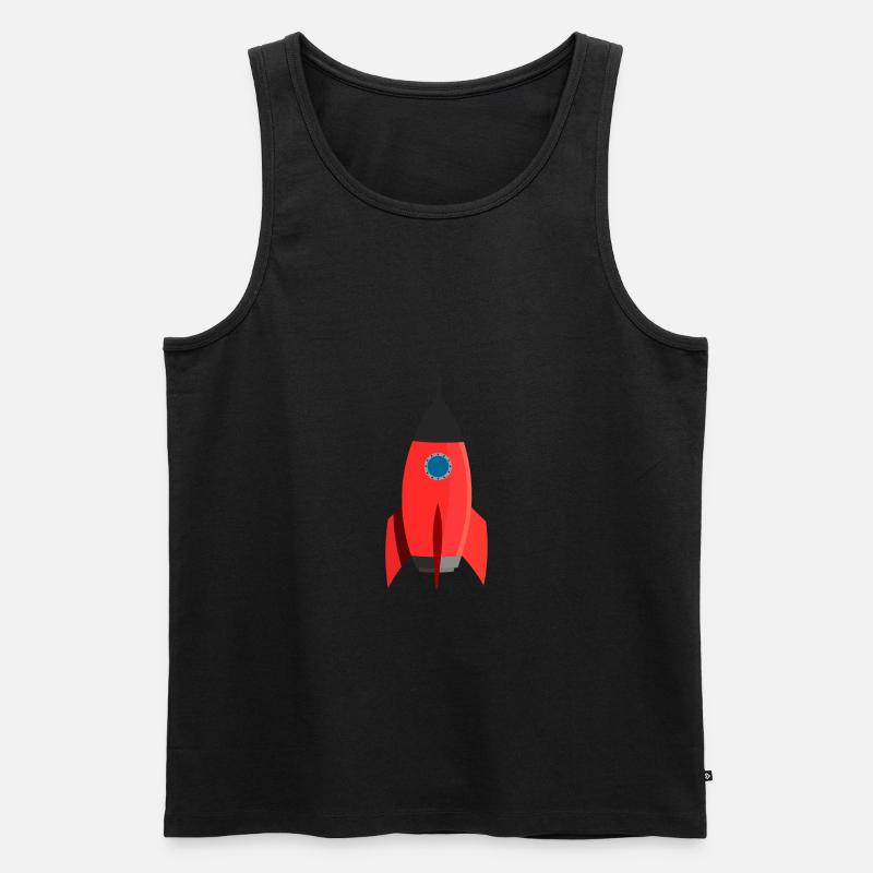 Rote Rakete - Männer Premium Bio Tank Top - Schwarz