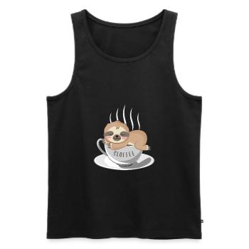 Sloffee | Sloth Funny Animals Coffee Lazy - Men's Premium Organic Tank Top - black - Front - Michal (187cm)