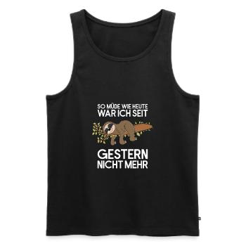 Faultier so Müde seit Gestern Faultierspruch - Männer Premium Bio Tank Top - Schwarz - Vorne - AI Model Male 178 light (178cm)